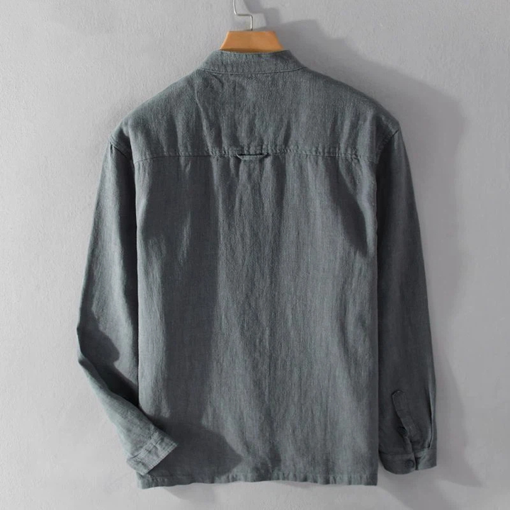 Zorvale Linen-Cotton Mandarin Shirt