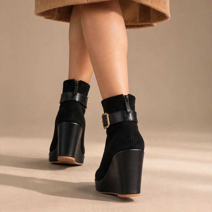 Estelle Suede Wedge Boots