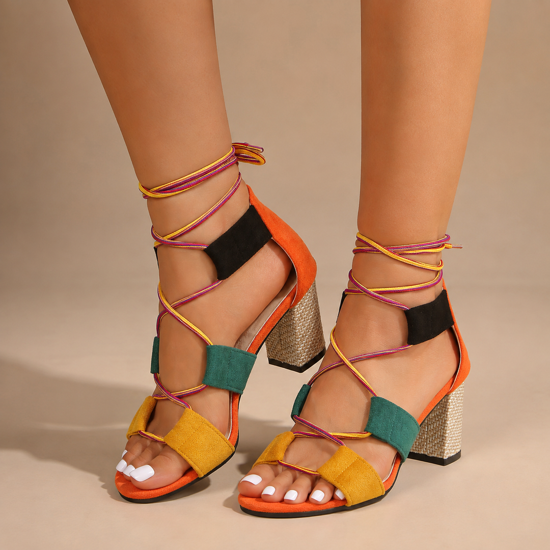 Dalia Lace-Up Block Heel Sandals