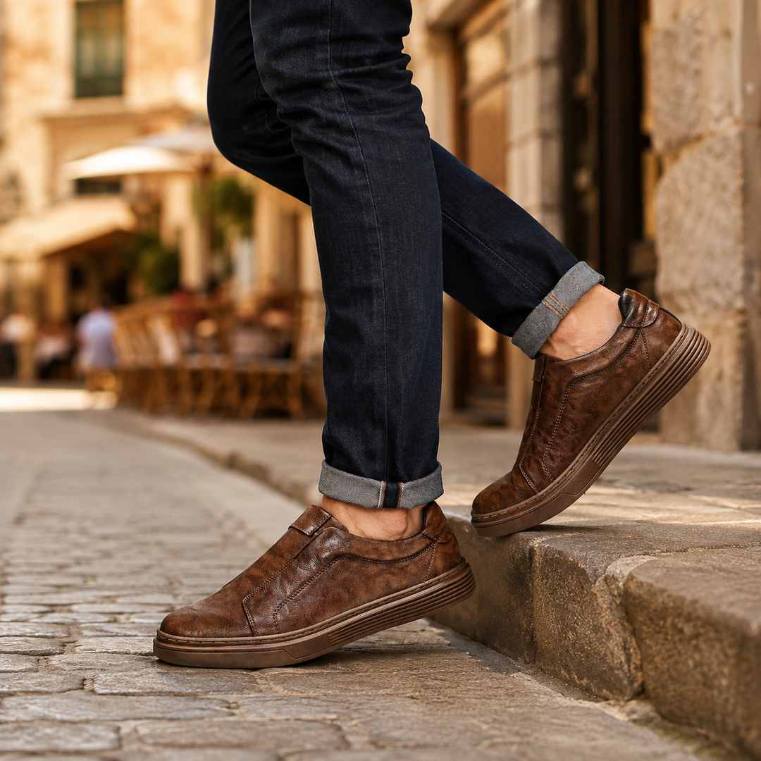 Nevio Leather Slip-On Sneakers