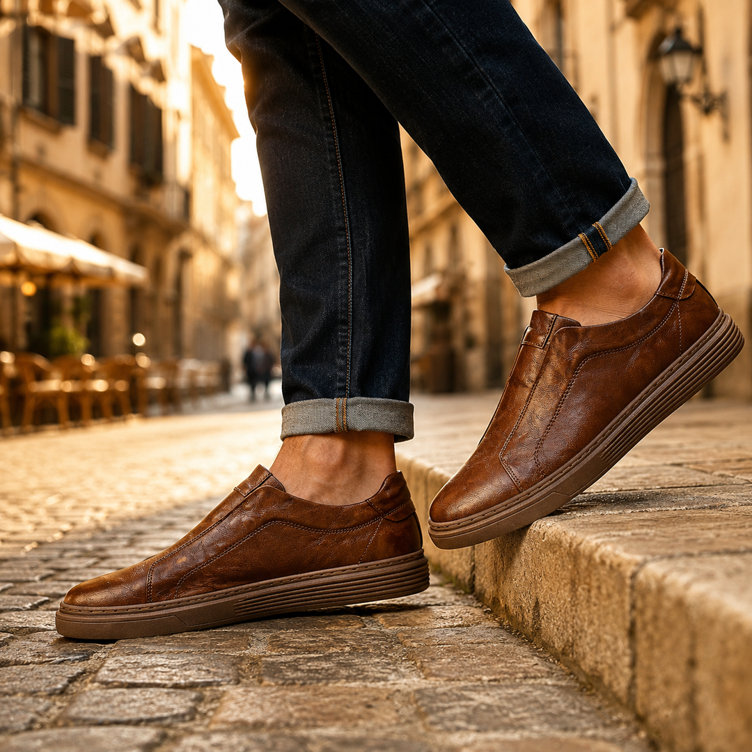 Nevio Leather Slip-On Sneakers