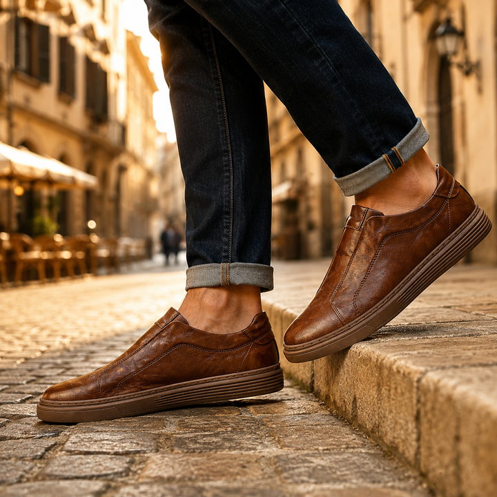 Nevio Leather Slip-On Sneakers