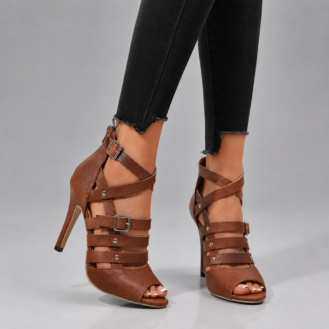 Ilaria Cross-Strap Stiletto Heels