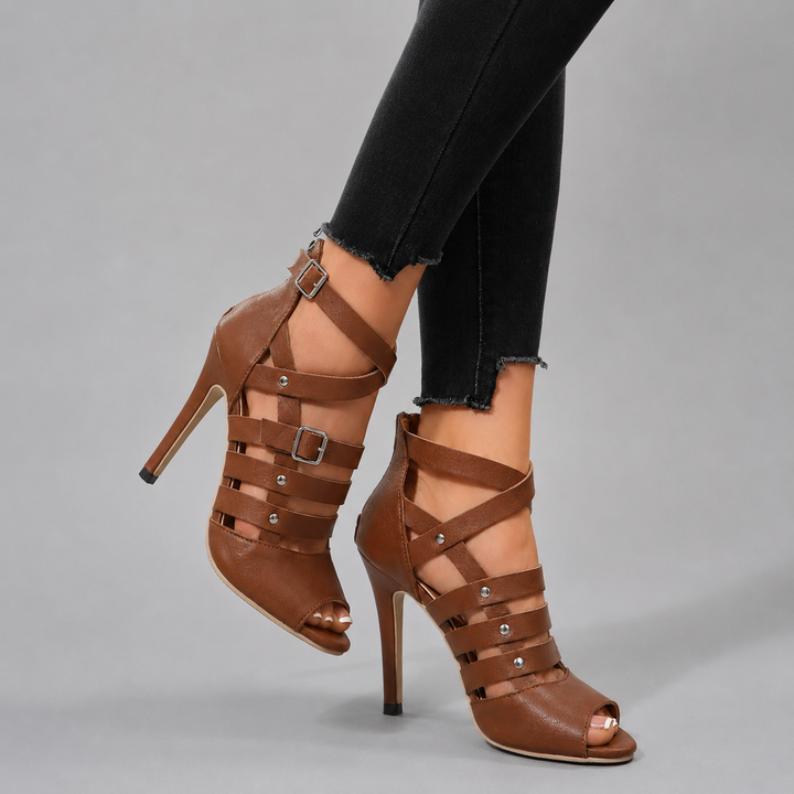 Ilaria Cross-Strap Stiletto Heels