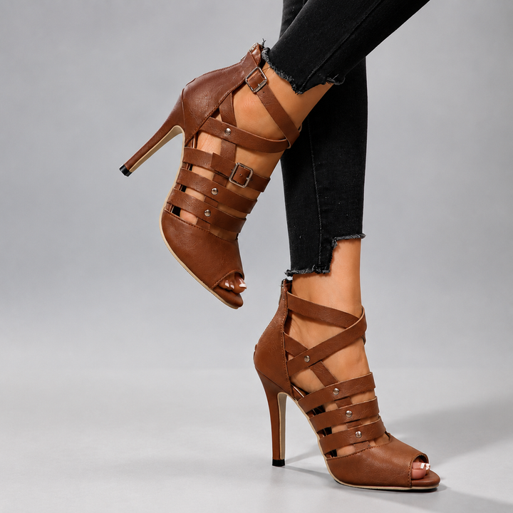 Ilaria Cross-Strap Stiletto Heels