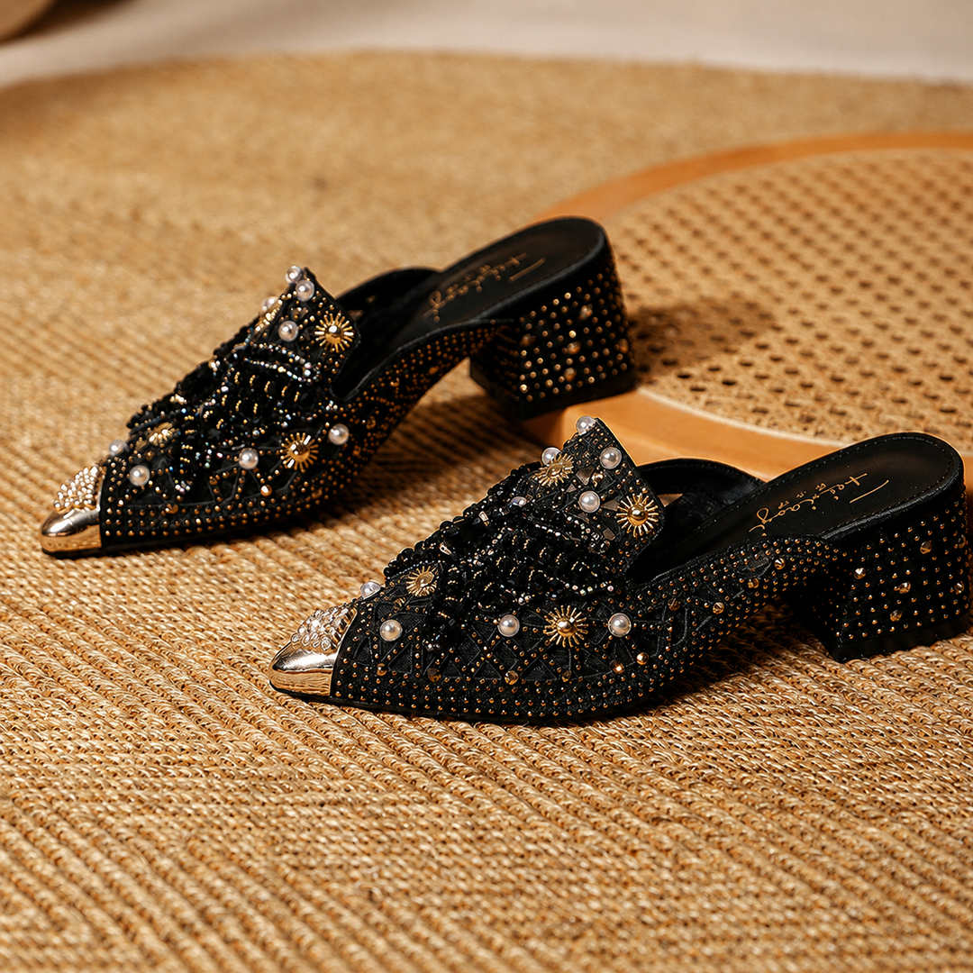 Yvenna Rhinestone Block Mules