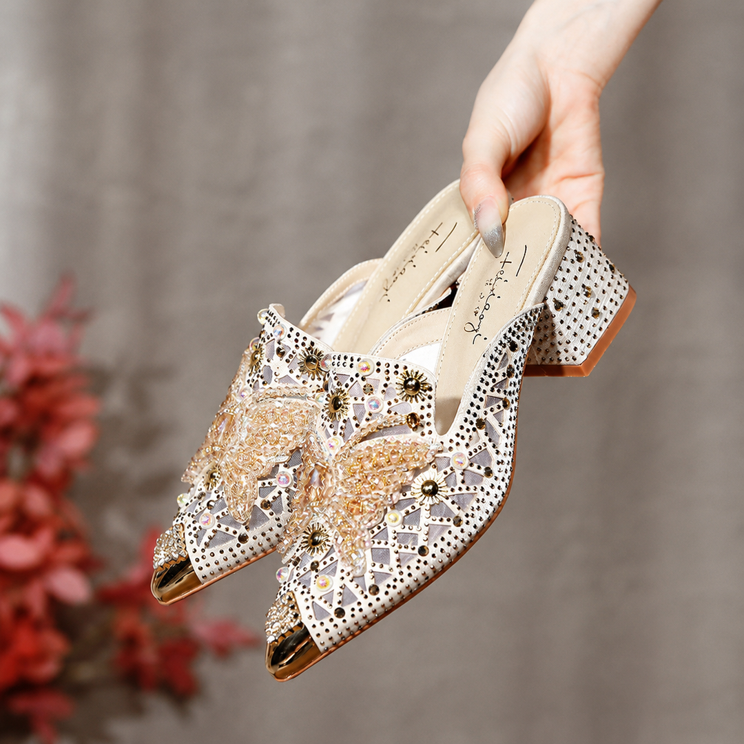 Yvenna Rhinestone Block Mules