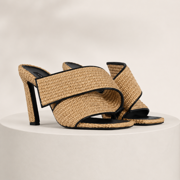 Calveri Woven Raffia Mules
