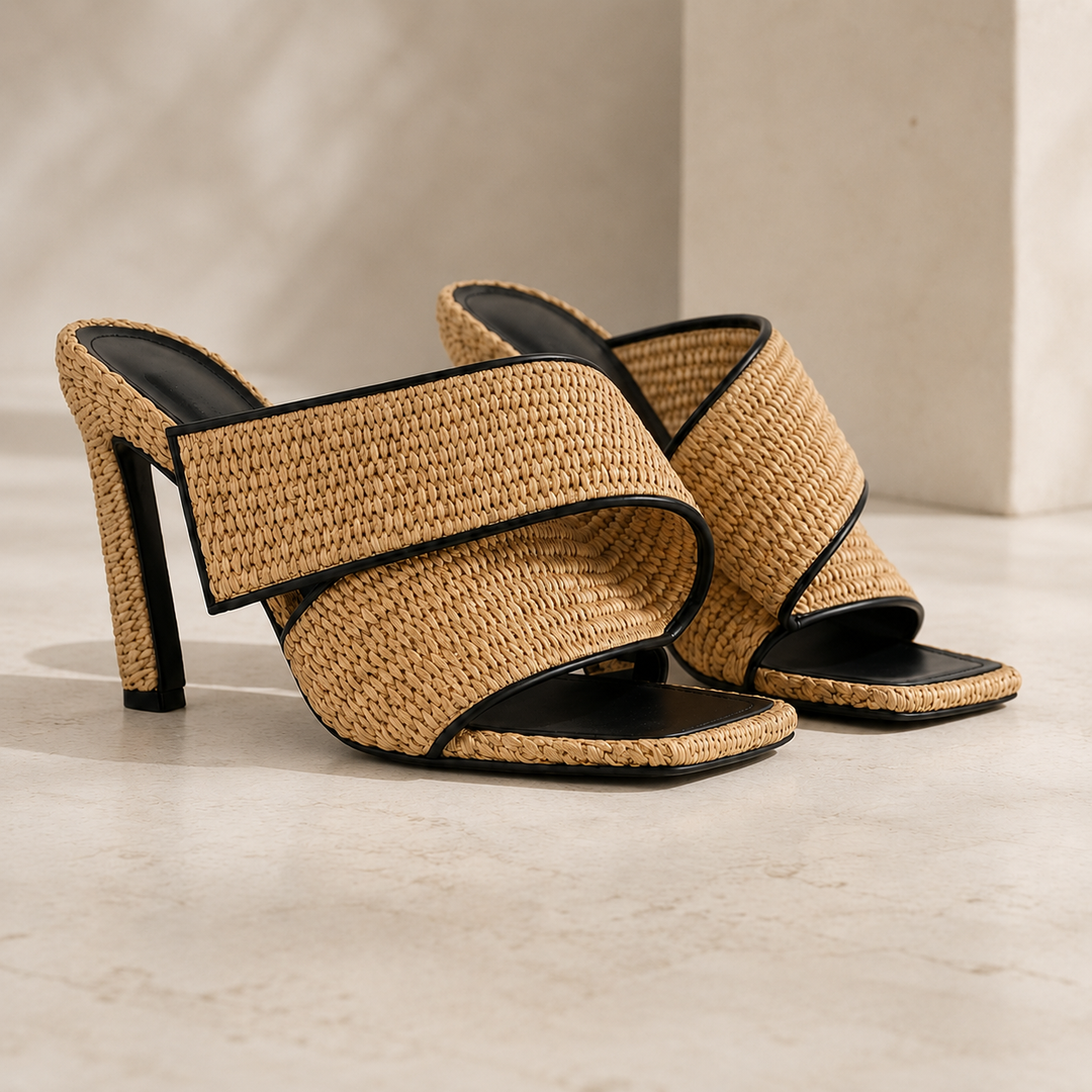 Calveri Woven Raffia Mules