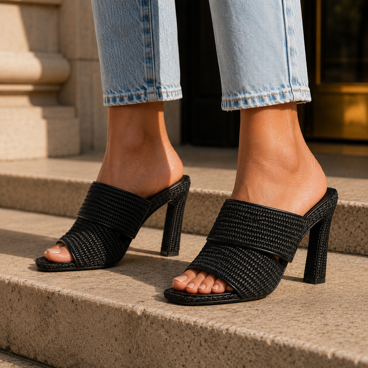 Calveri Woven Raffia Mules