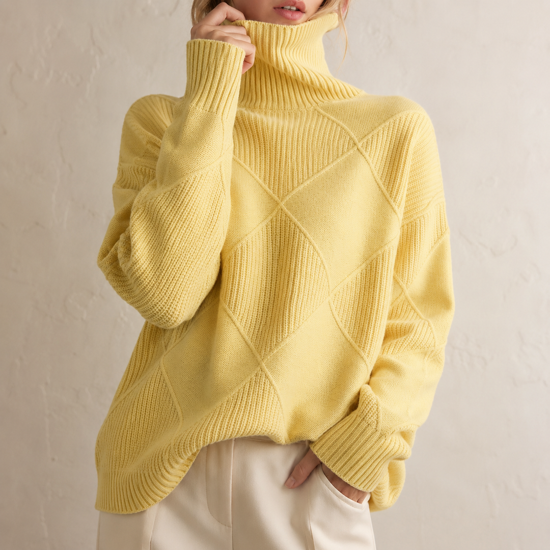 Luciana Diamond-Knit Turtleneck