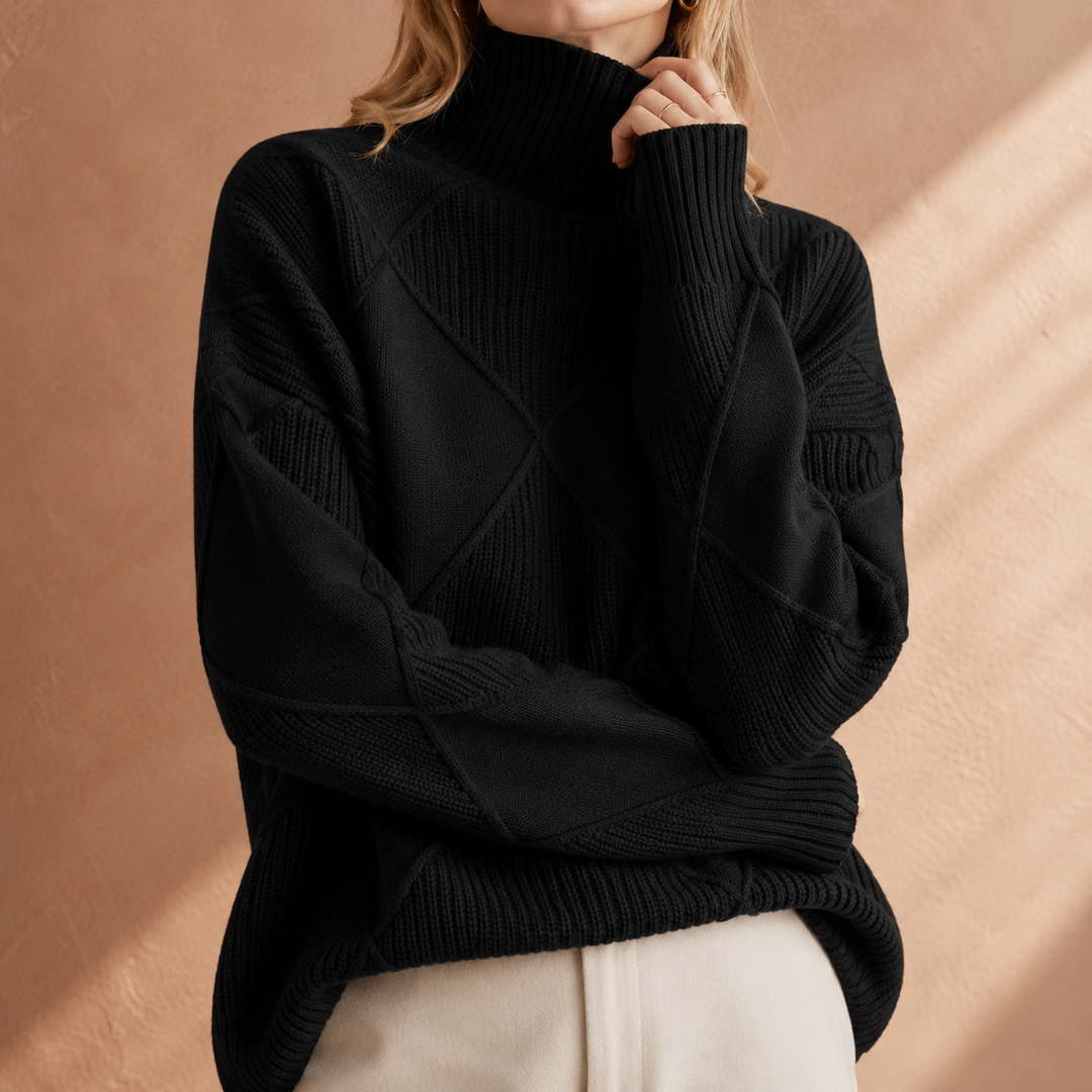 Luciana Diamond-Knit Turtleneck