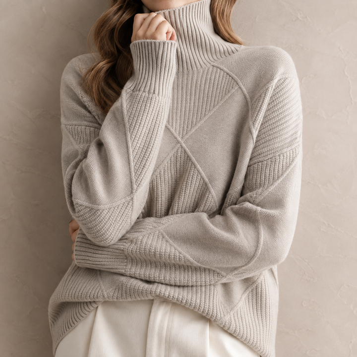 Luciana Diamond-Knit Turtleneck