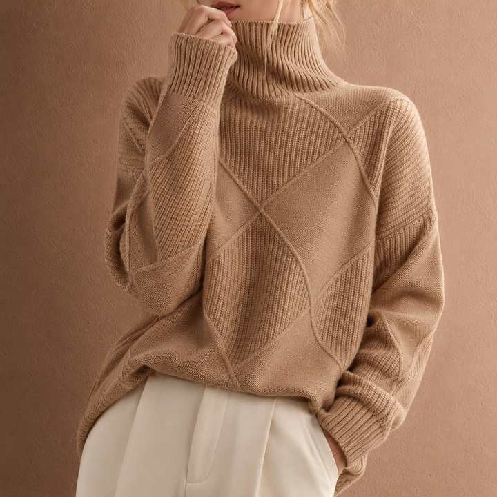 Luciana Diamond-Knit Turtleneck