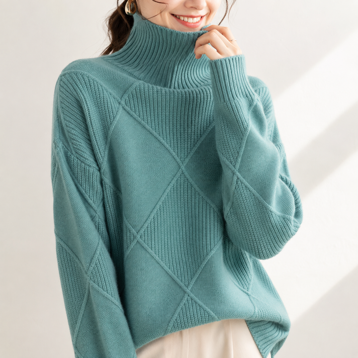 Luciana Diamond-Knit Turtleneck