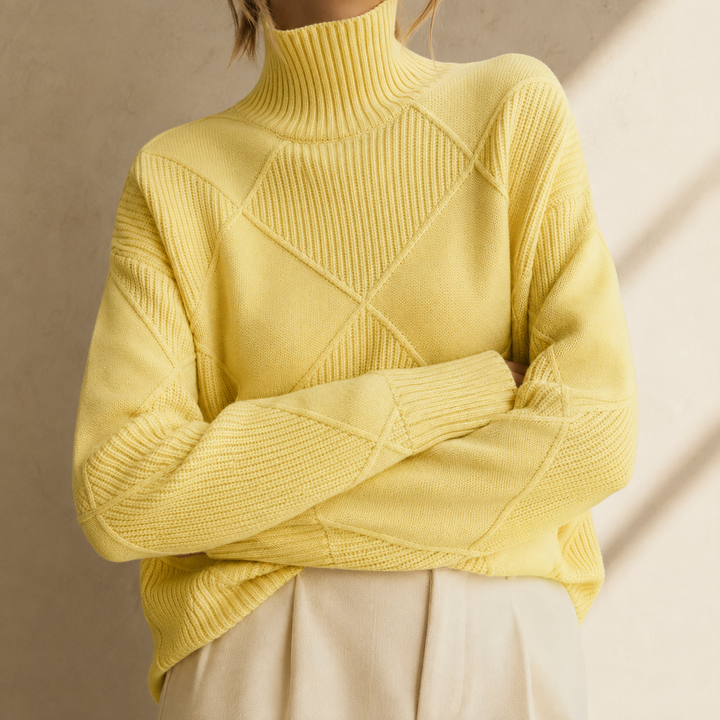 Luciana Diamond-Knit Turtleneck