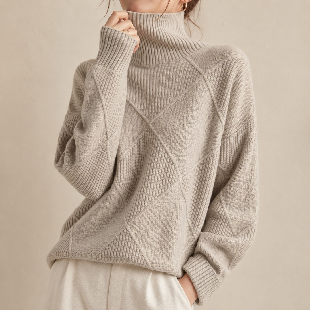 Luciana Diamond-Knit Turtleneck
