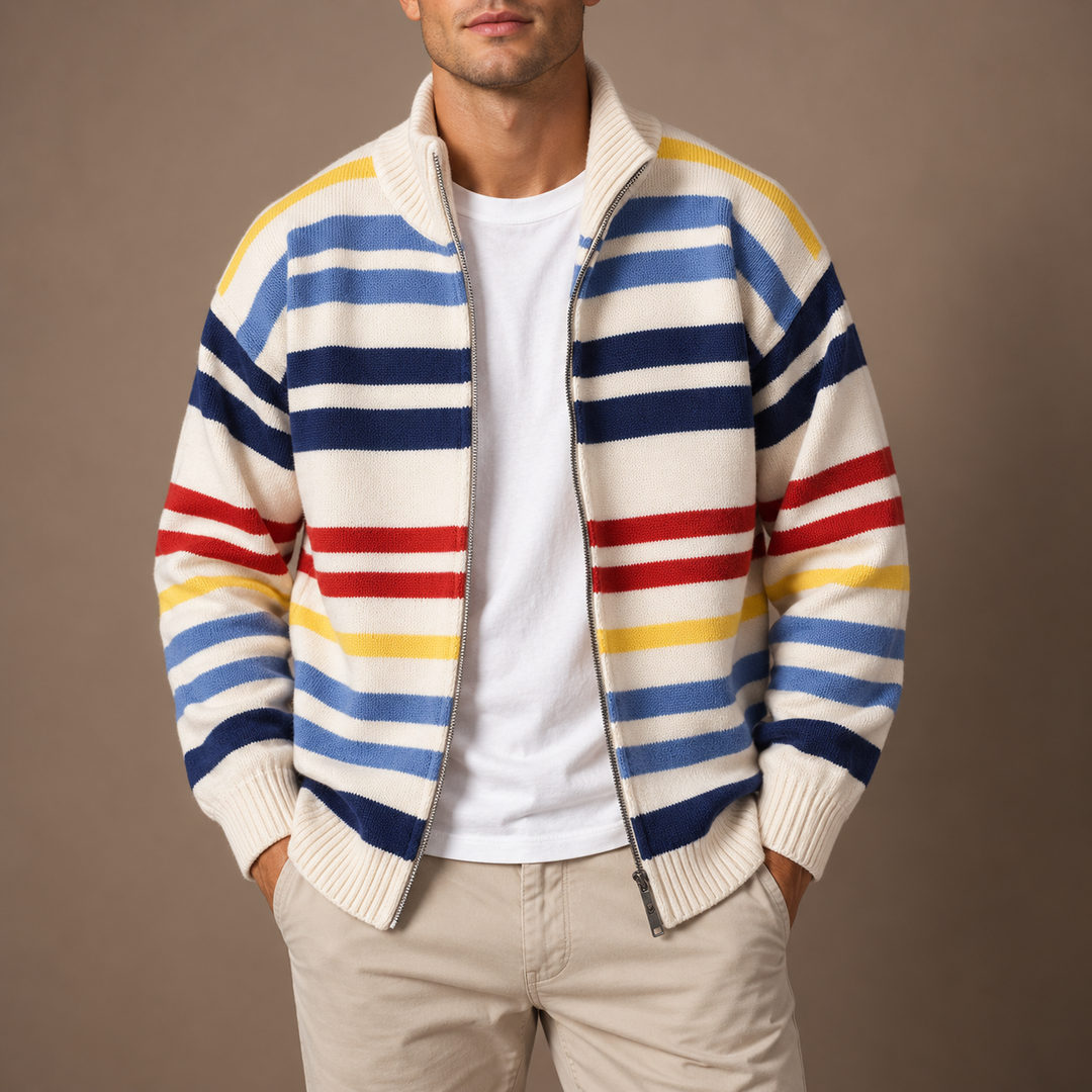 Emmett Striped Zip Cardigan