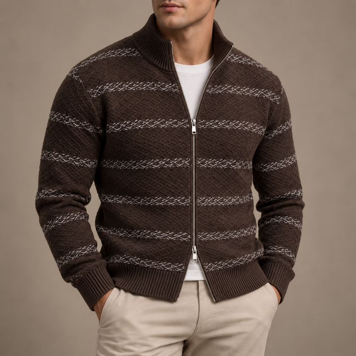Keaton Diamond-Knit Zip Cardigan