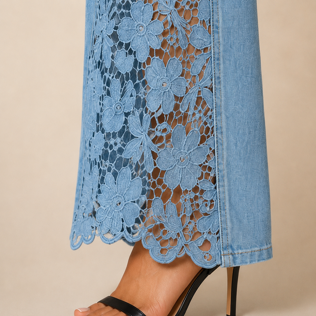 Vivienne Lace Wide-Leg Jeans