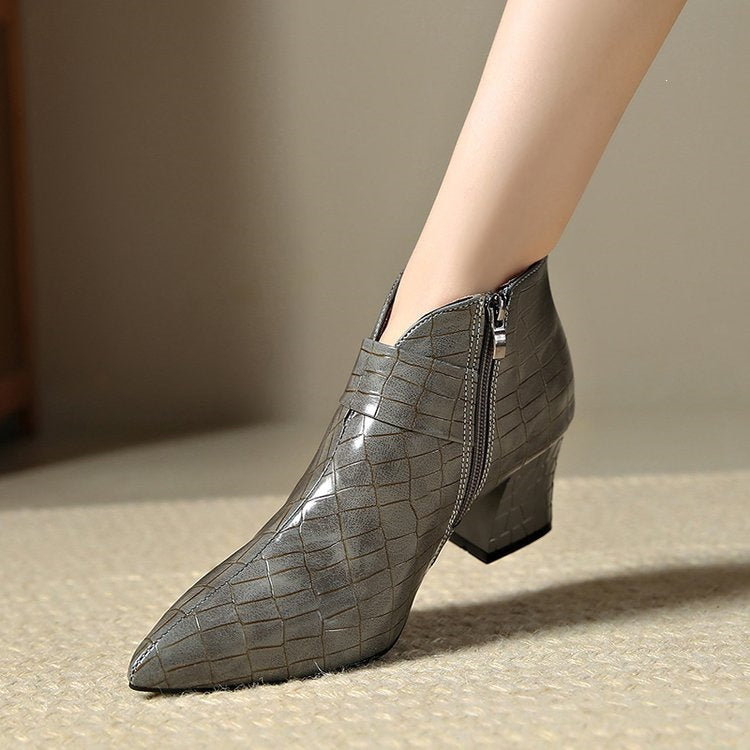 Liviana Croc-Embossed Ankle Boots