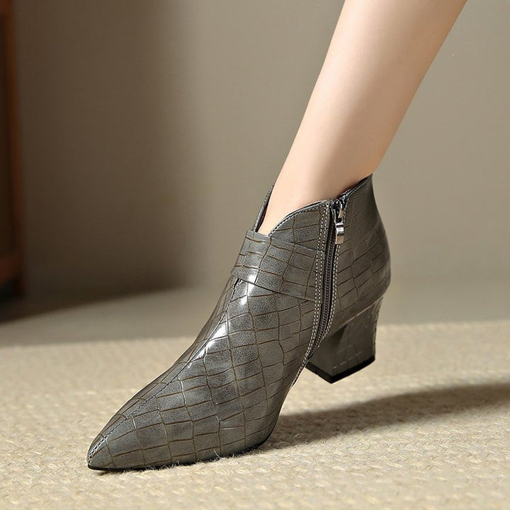 Liviana Croc-Embossed Ankle Boots
