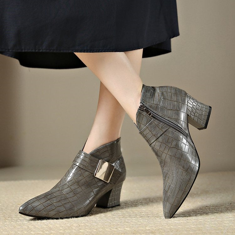 Liviana Croc-Embossed Ankle Boots