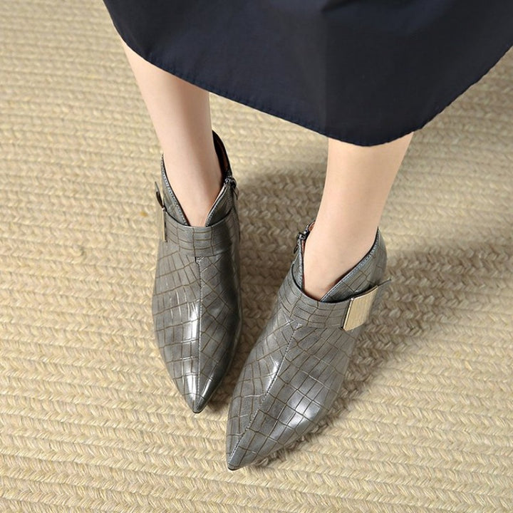 Liviana Croc-Embossed Ankle Boots