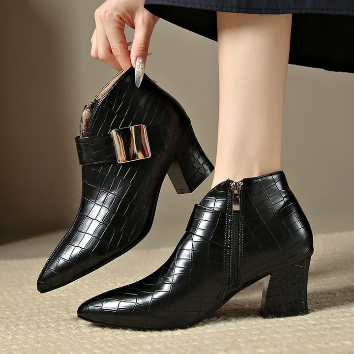Liviana Croc-Embossed Ankle Boots