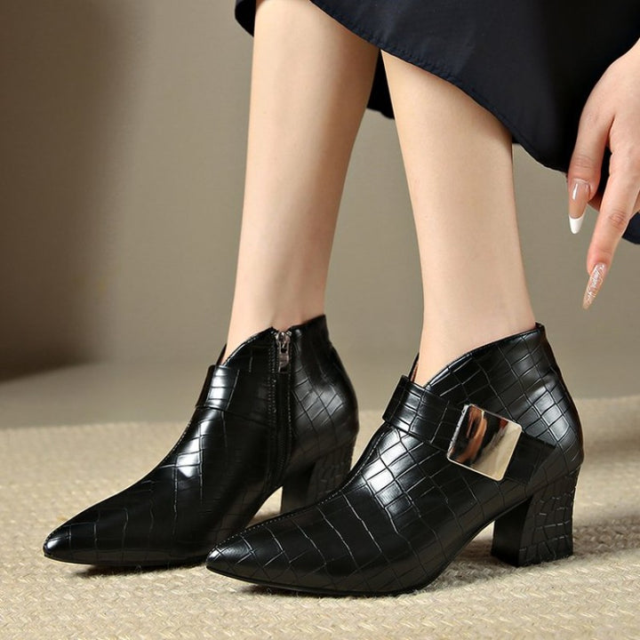 Liviana Croc-Embossed Ankle Boots