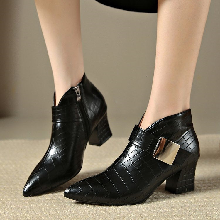 Liviana Croc-Embossed Ankle Boots