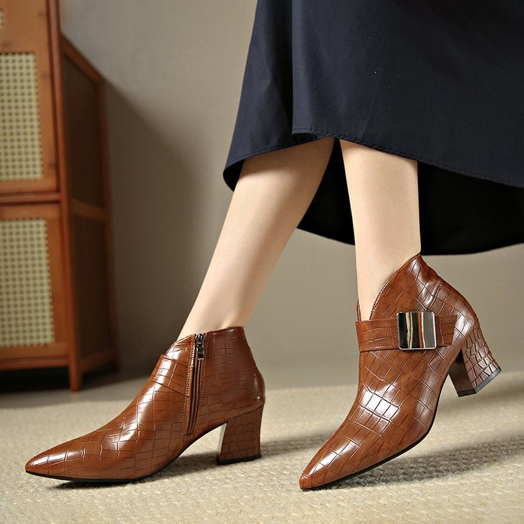 Liviana Croc-Embossed Ankle Boots