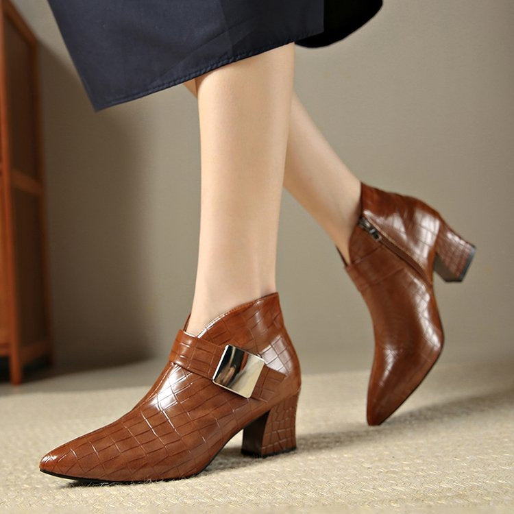 Liviana Croc-Embossed Ankle Boots