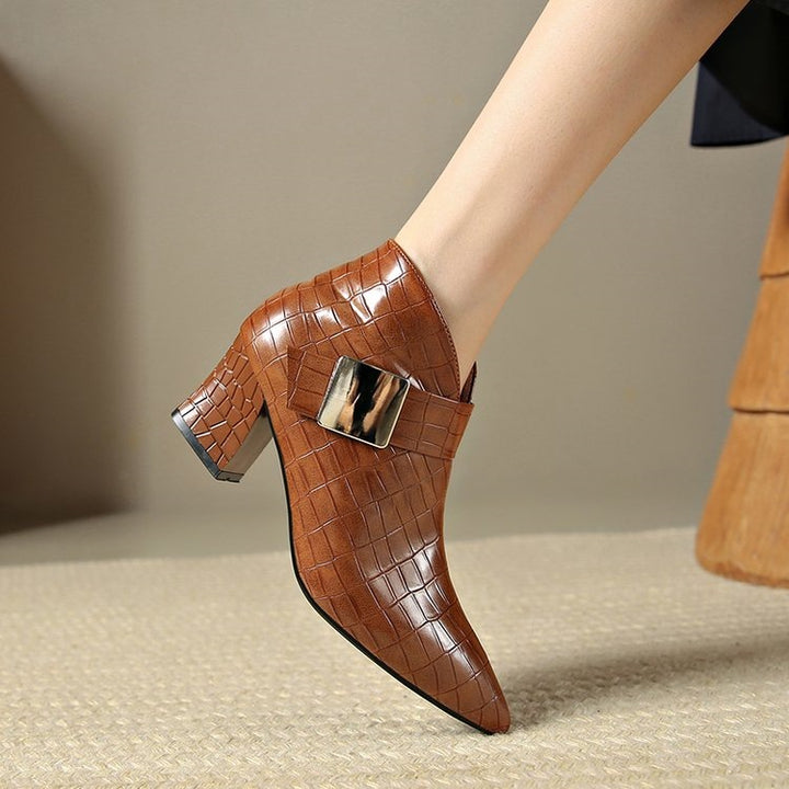 Liviana Croc-Embossed Ankle Boots