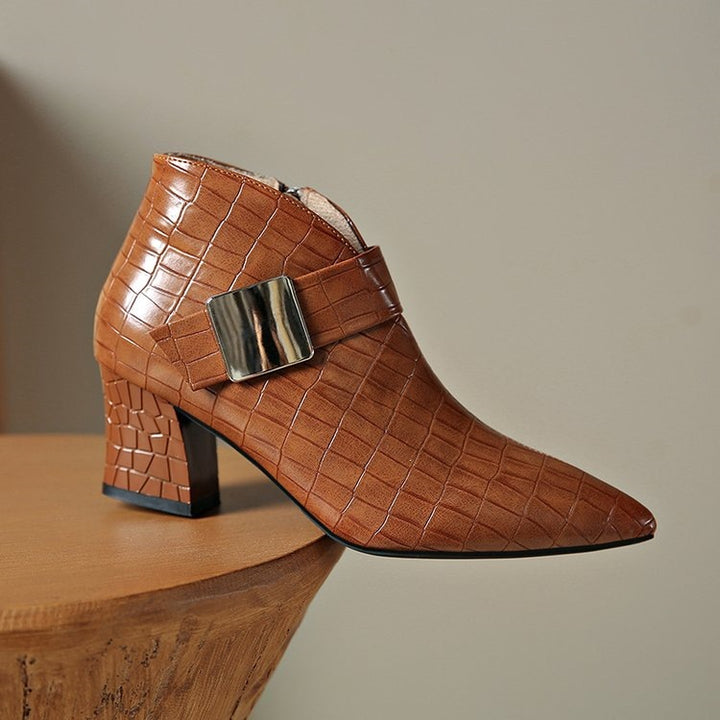 Liviana Croc-Embossed Ankle Boots