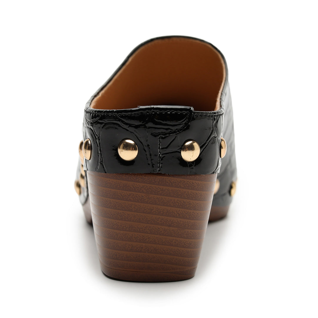 Ines Croc-Embossed Clog Mules