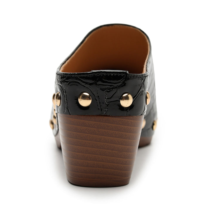 Ines Croc-Embossed Clog Mules