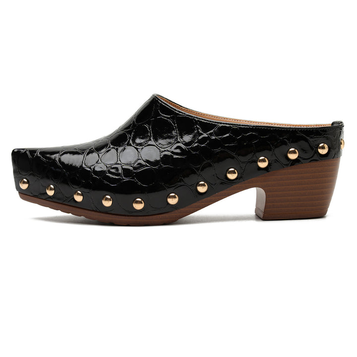 Ines Croc-Embossed Clog Mules