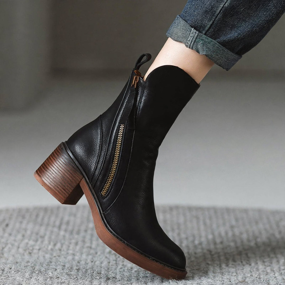 Hayworth Leather Zip Ankle Boots