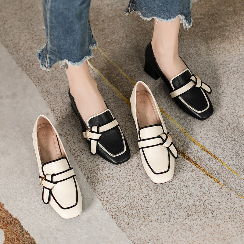 Florene Contrast Knot Loafers