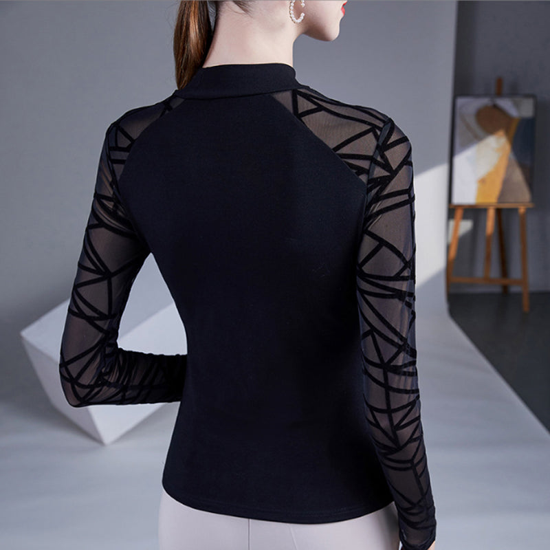 Vincetta Mesh-Sleeve Top