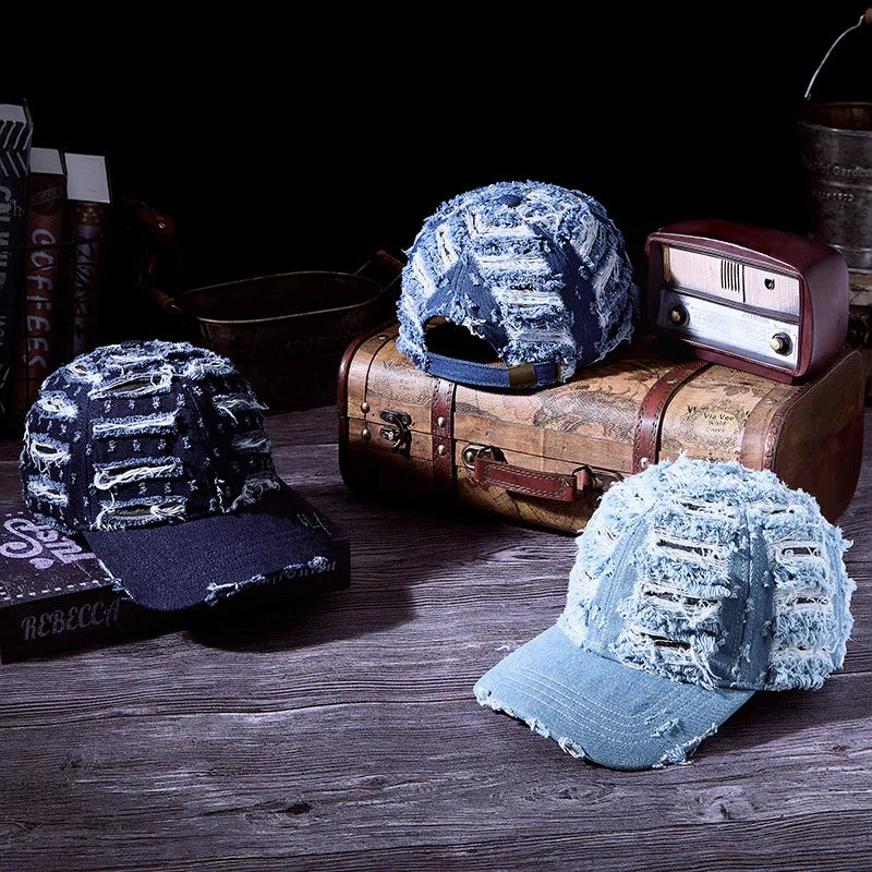 Soft Denim Distressed Baseball Cap
