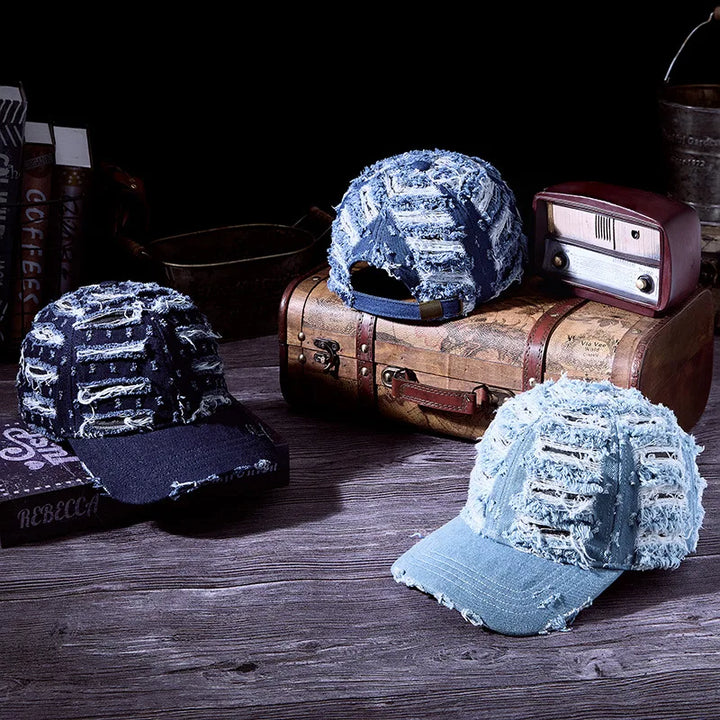 Soft Denim Distressed Baseball Cap