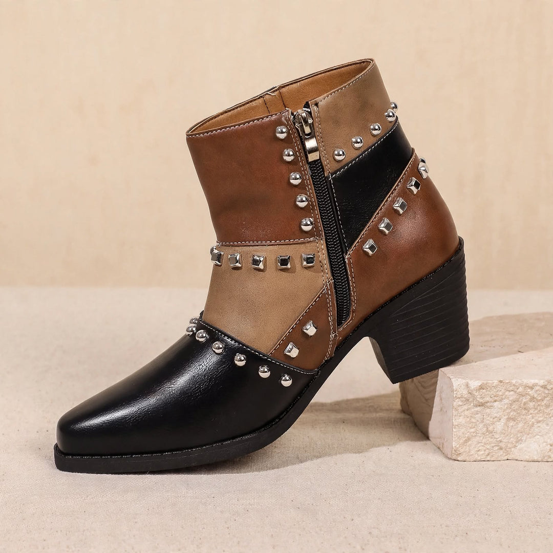 Jolene Studded Patchwork Boots