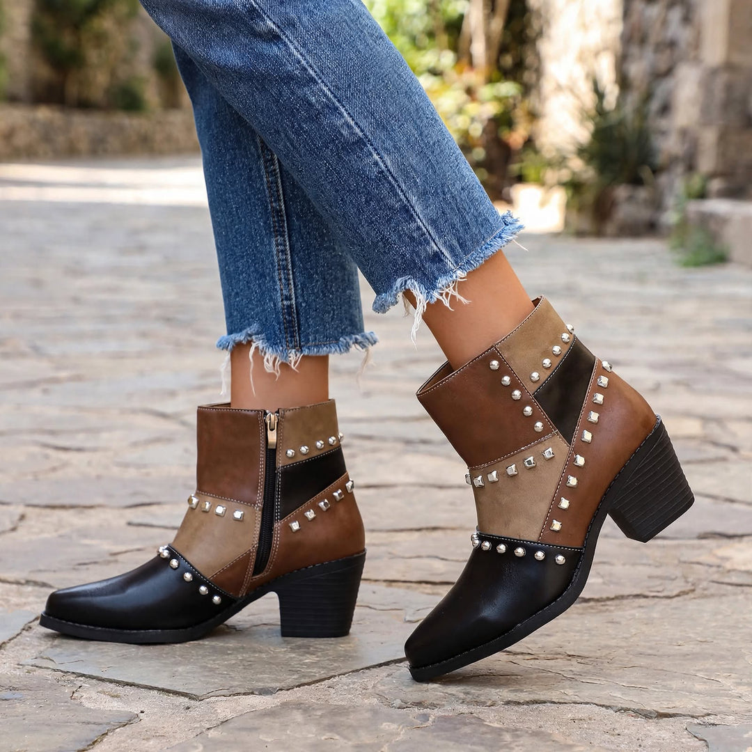 Jolene Studded Patchwork Boots