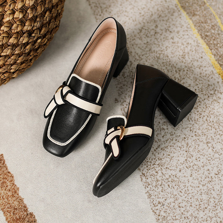 Florene Contrast Knot Loafers