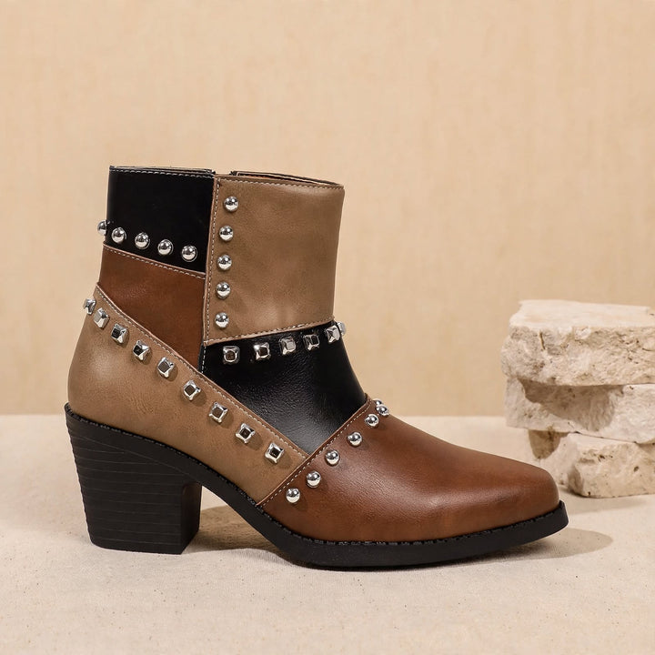 Jolene Studded Patchwork Boots