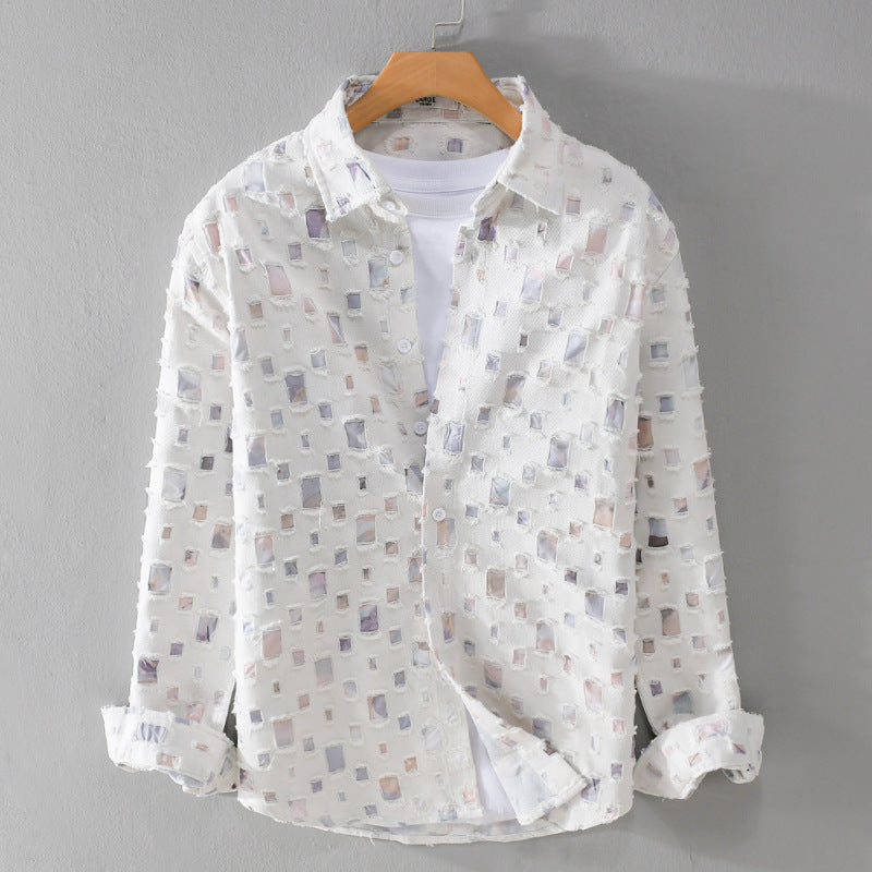Lipari Mosaic Frayed Denim Shirt