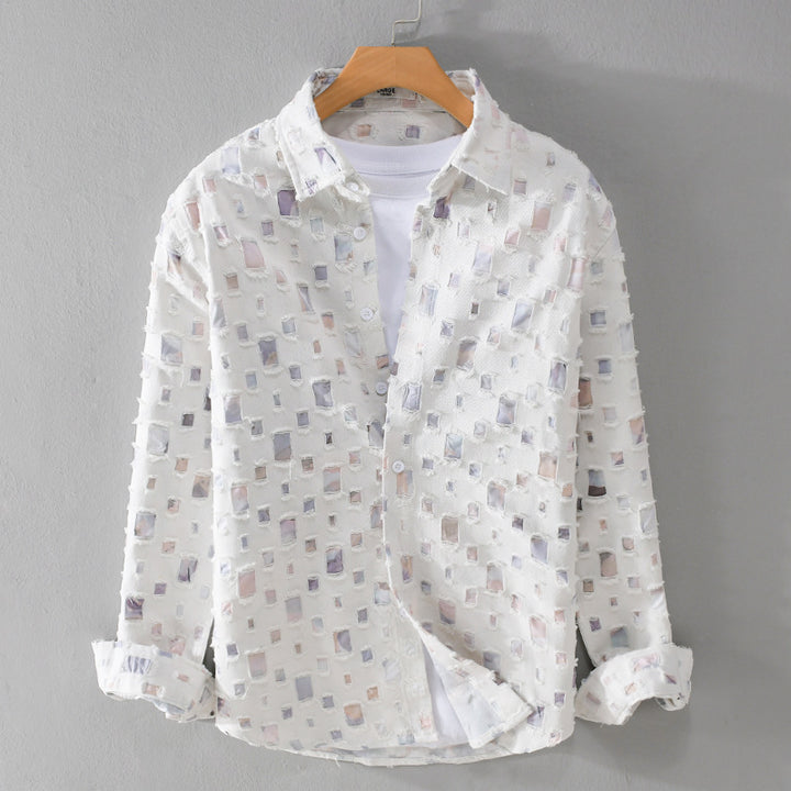Lipari Mosaic Frayed Denim Shirt