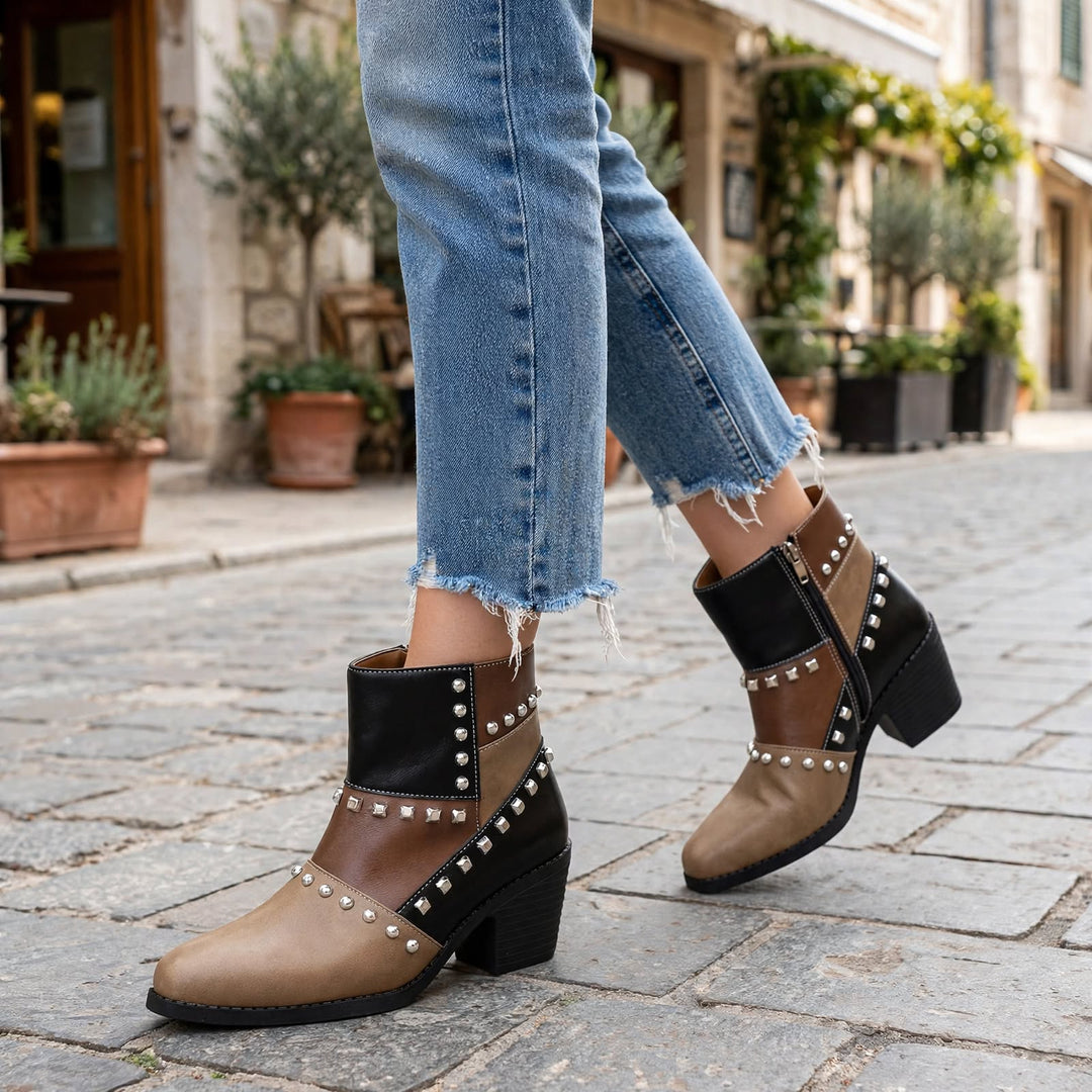 Jolene Studded Patchwork Boots